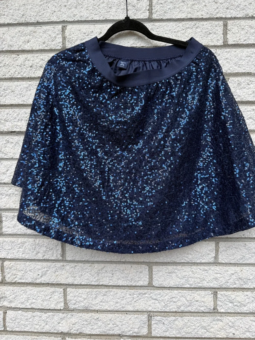 Girls Navy Sequin A-Line Skirt